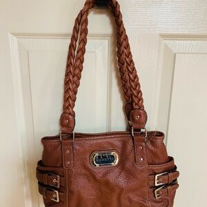 Rosetti Tan Braided Strap Shoulder Bag